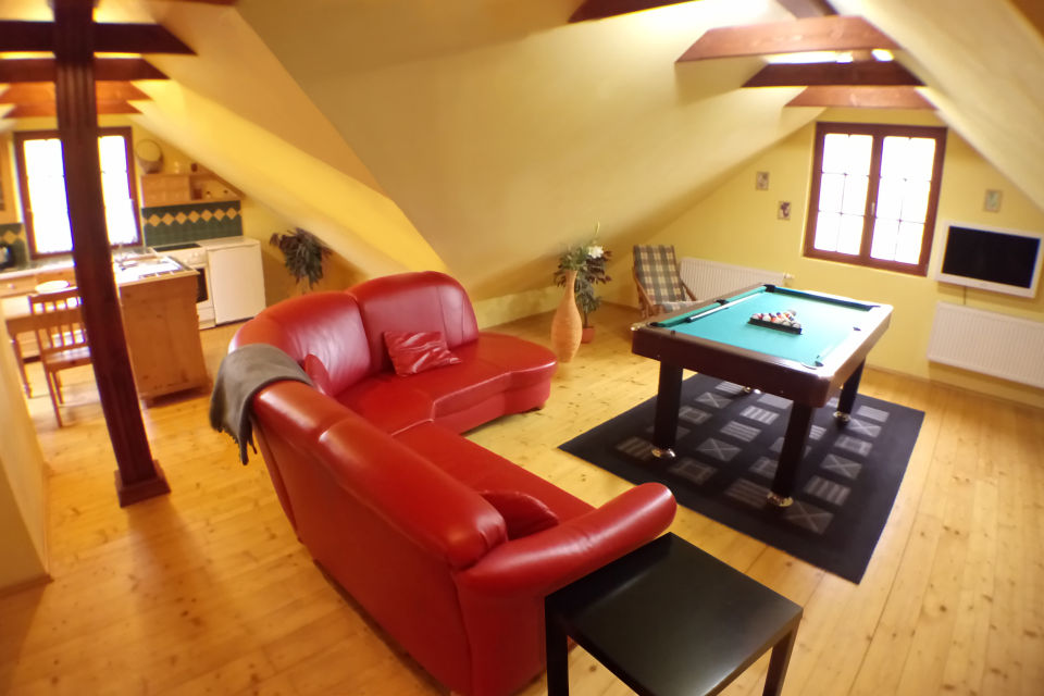 Wohnzimmer mit Billard in 2.Etage